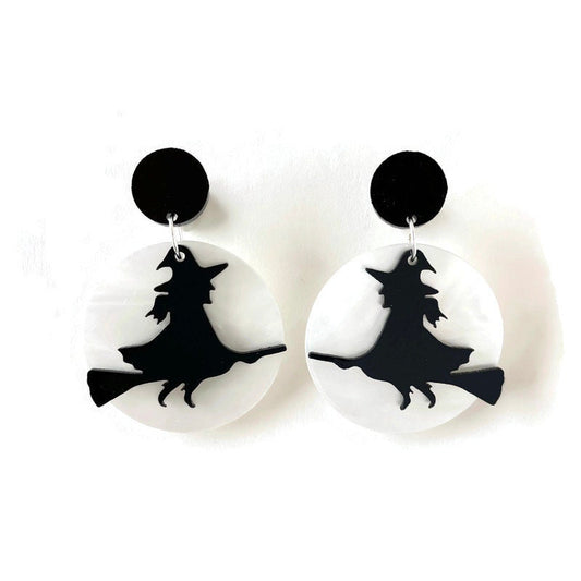 Witch Flying Over the Moon Earrings