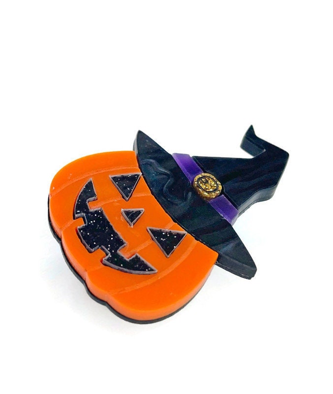 Jack O Lantern Witch Brooch