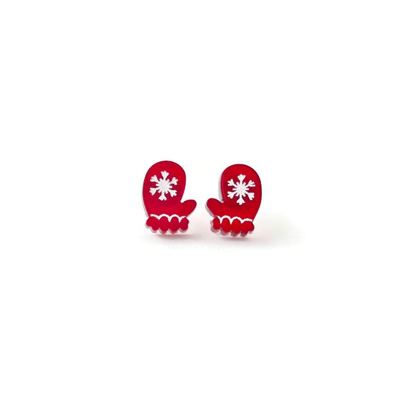 Red Mitten Stud Earrings