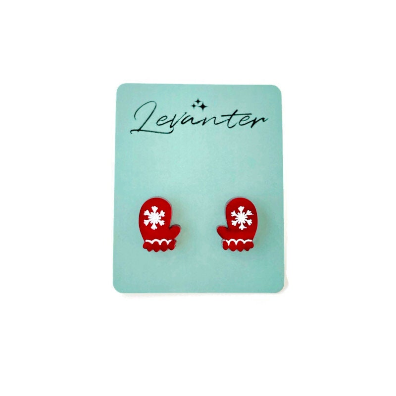 Red Mitten Stud Earrings