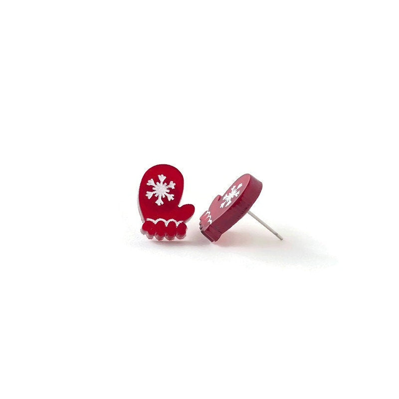 Red Mitten Stud Earrings