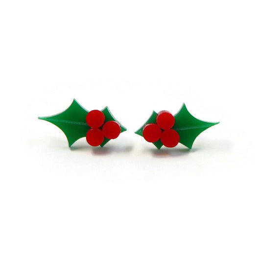 Christmas Holly Stud Earrings