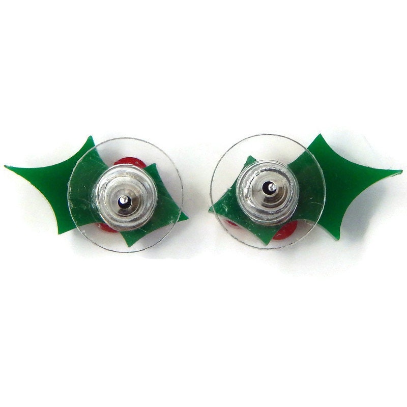 Christmas Holly Stud Earrings