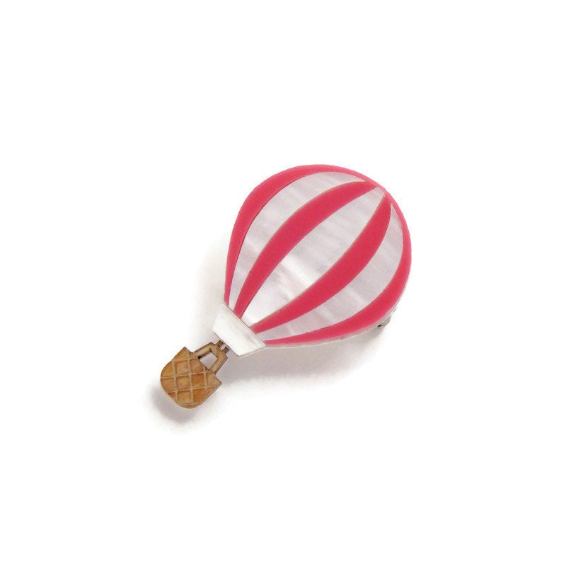 Pink Hot Air Balloon Brooch