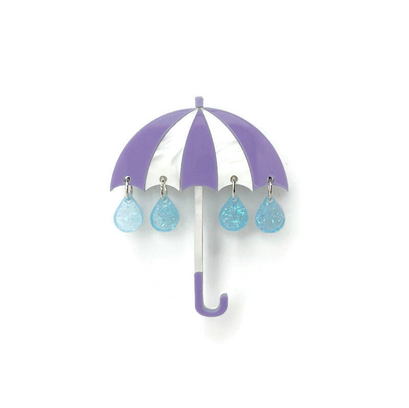 Purple and White Umbrella Brooch