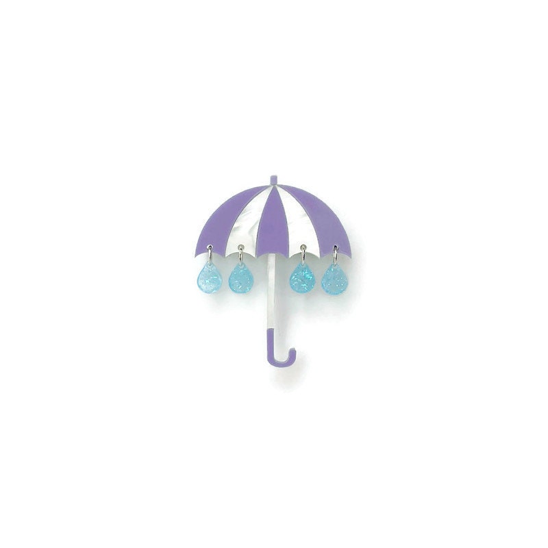 Purple and White Umbrella Brooch