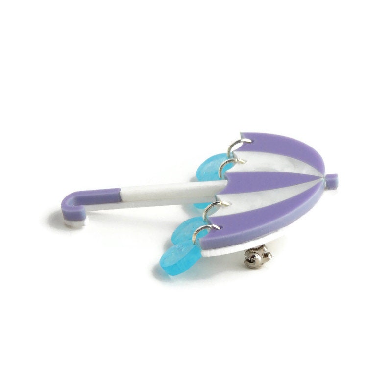 Purple and White Umbrella Brooch