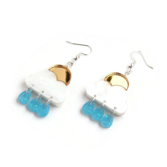 Sun Cloud and Raindrop Dangle Earrings