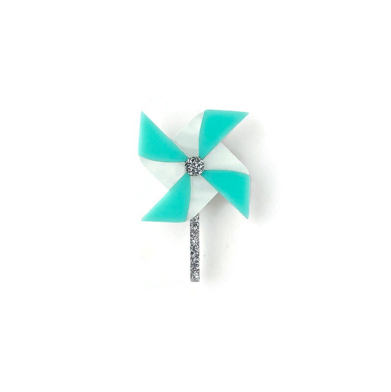 Aqua Pinwheel Brooch