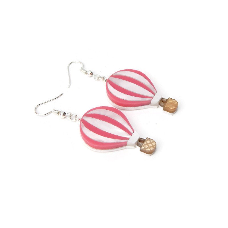 Pink Hot Air Balloon Earrings