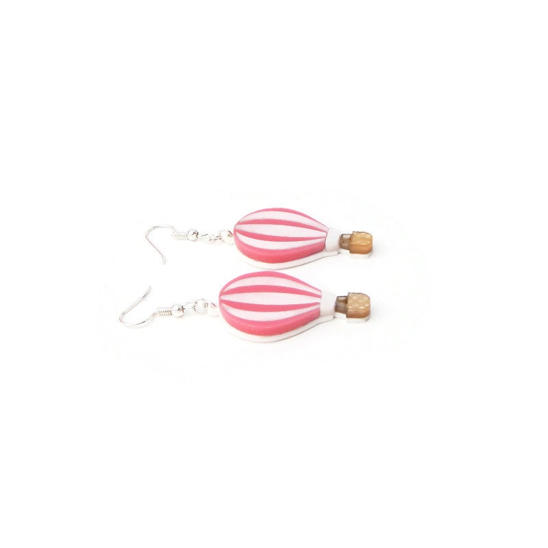 Pink Hot Air Balloon Earrings