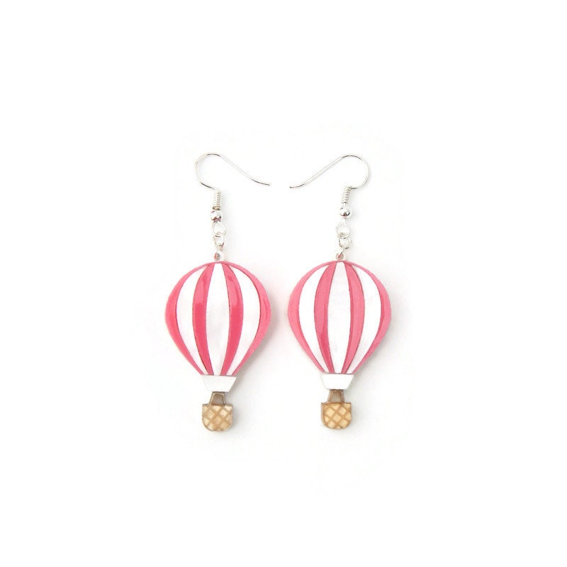 Pink Hot Air Balloon Earrings