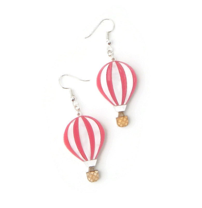 Pink Hot Air Balloon Earrings