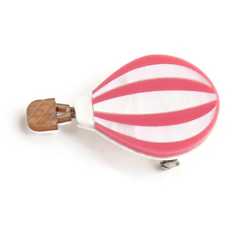 Pink Hot Air Balloon Brooch