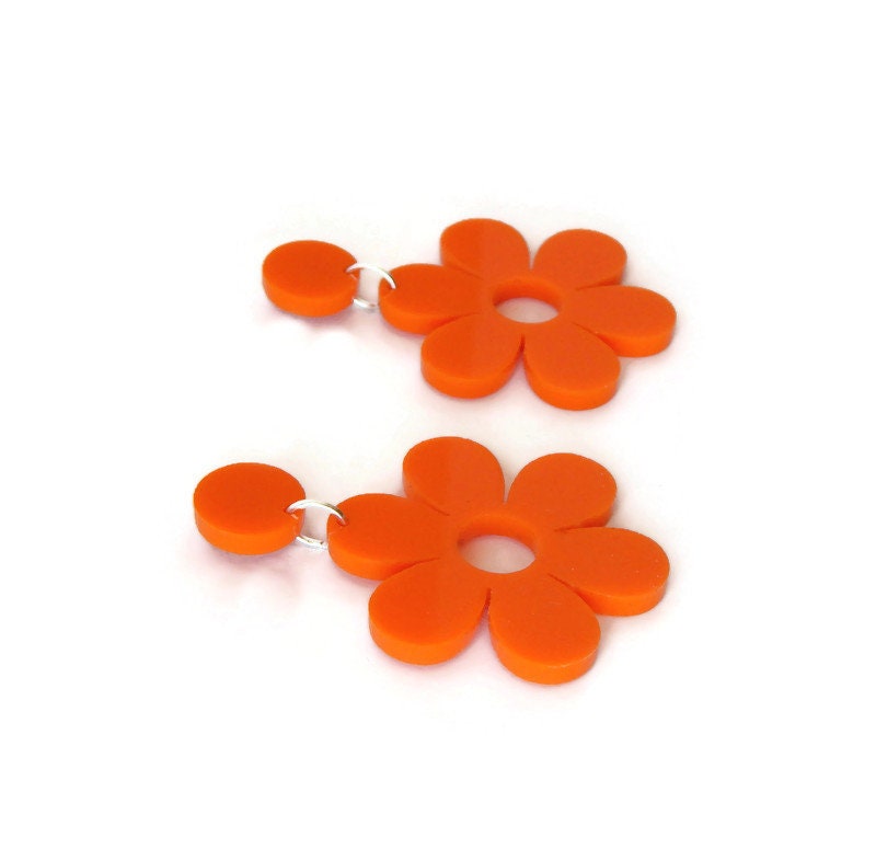 Orange Mod Daisy Dangles