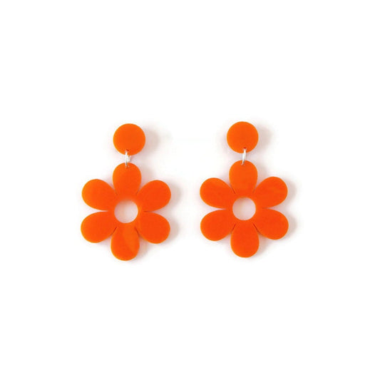 Orange Mod Daisy Dangles