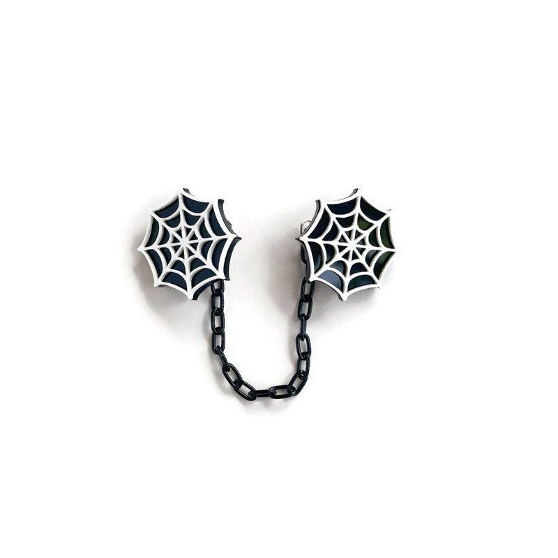 Black and White Spiderweb Sweater Clip