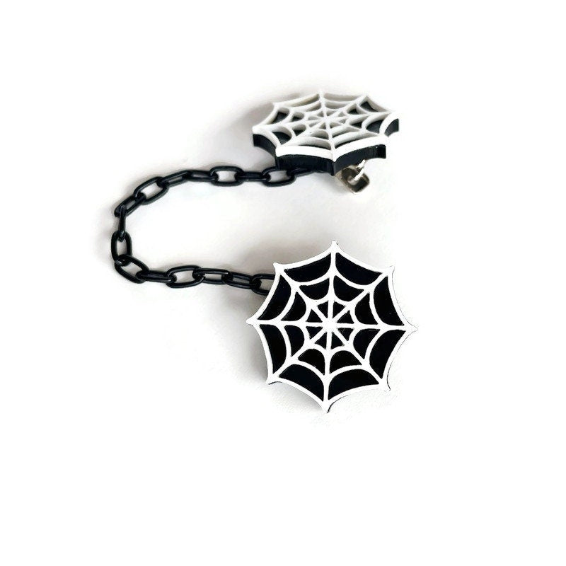 Black and White Spiderweb Sweater Clip