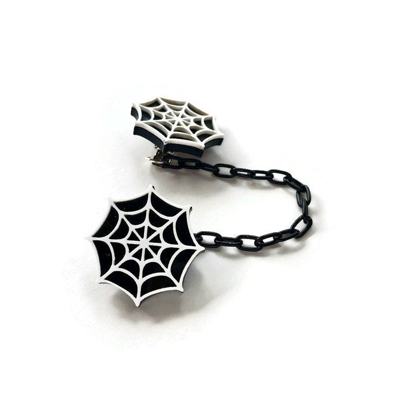 Black and White Spiderweb Sweater Clip