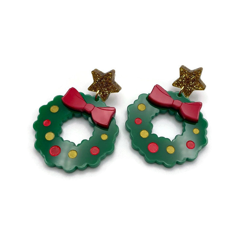 Green Christmas Wreath Dangles