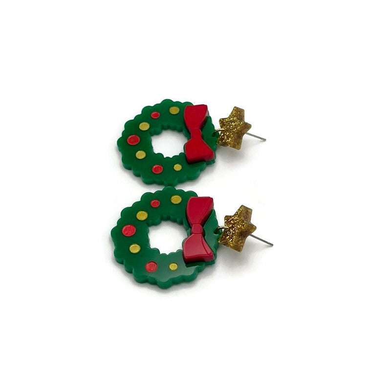 Green Christmas Wreath Dangles