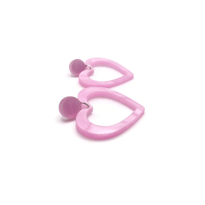 Light Pink Pearl Heart Hoop Earrings