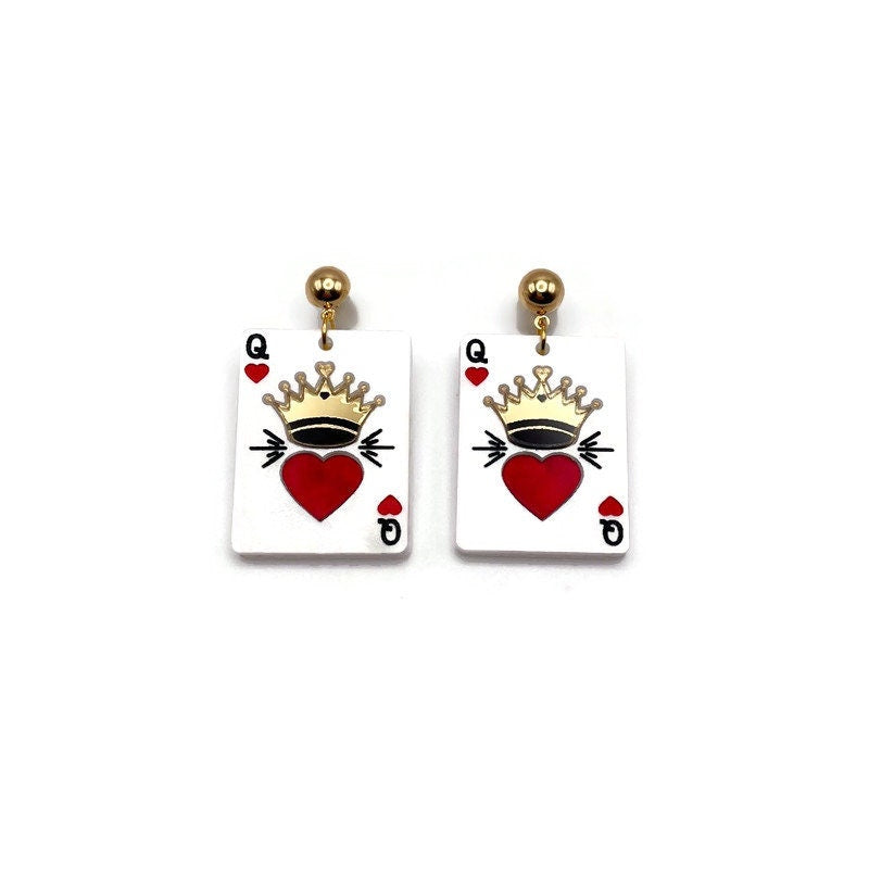 Queen of Hearts Playing Card Earrings