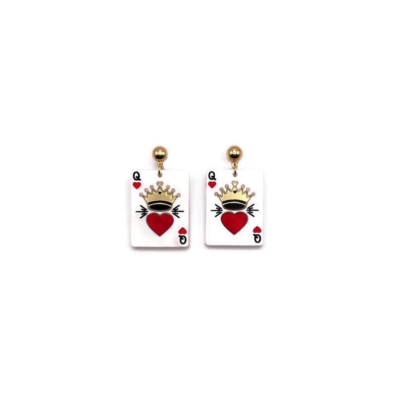 Queen of Hearts Playing Card Earrings