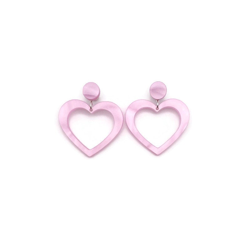 Light Pink Pearl Heart Hoop Earrings