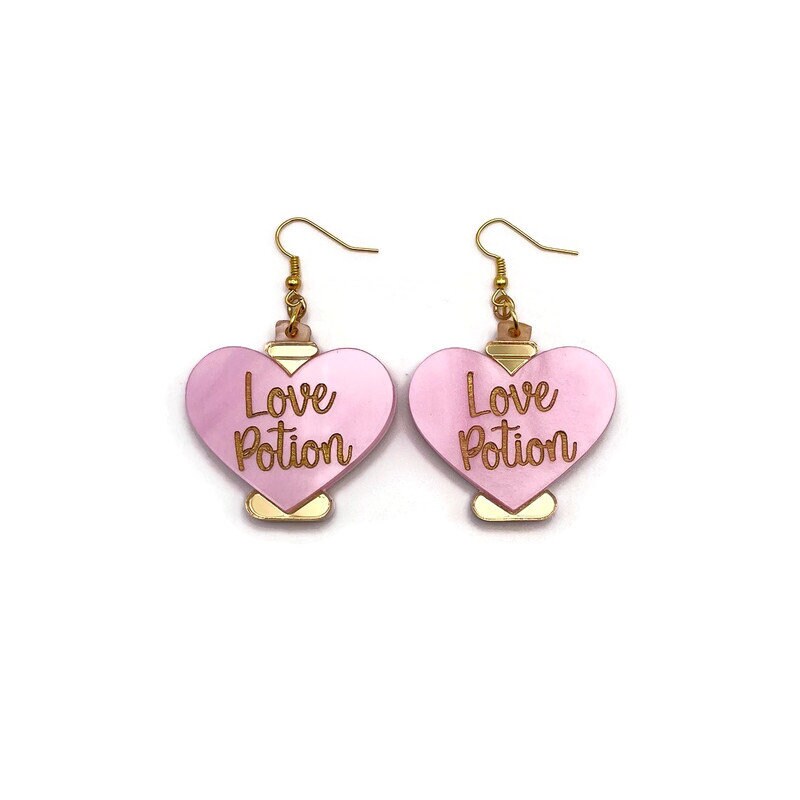 Pink and Gold Love Potion Earrings