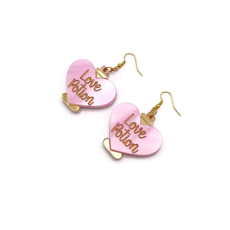 Pink and Gold Love Potion Earrings