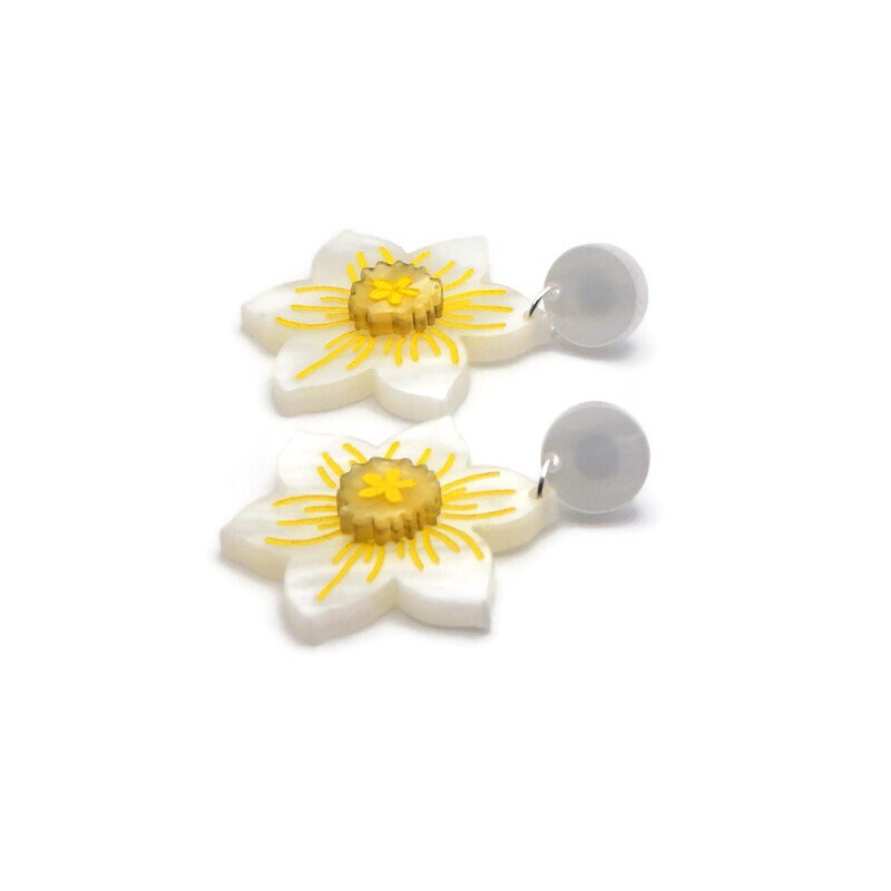 White Daffodil Earrings