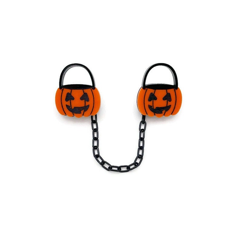 Orange and Black Pumpkin Buckets Sweater Clip