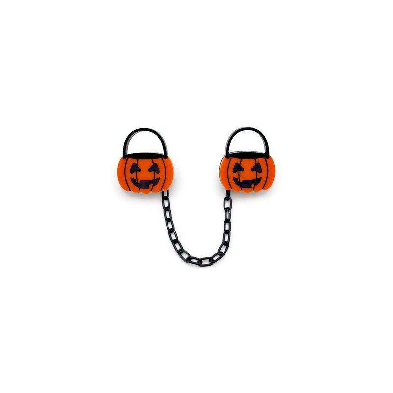 Orange and Black Pumpkin Buckets Sweater Clip