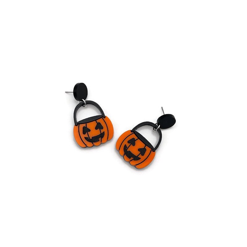 Orange Pumpkin Buckets Earrings