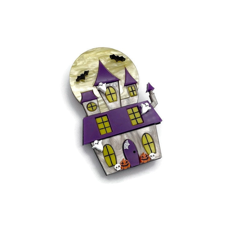 Halloween Haunted House Brooch