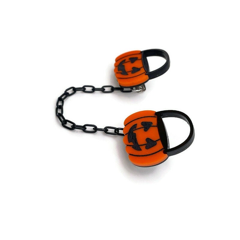 Orange and Black Pumpkin Buckets Sweater Clip