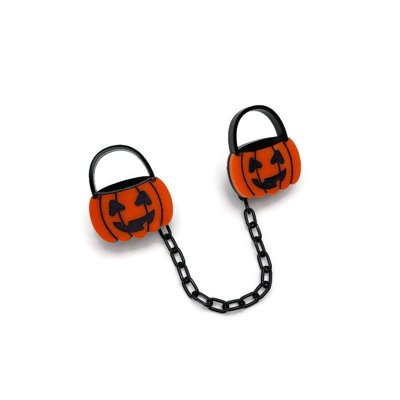 Orange and Black Pumpkin Buckets Sweater Clip