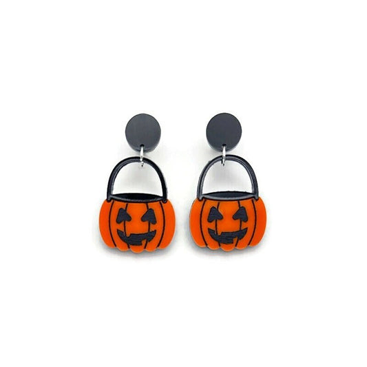 Orange Pumpkin Buckets Earrings