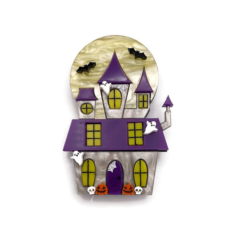 Halloween Haunted House Brooch