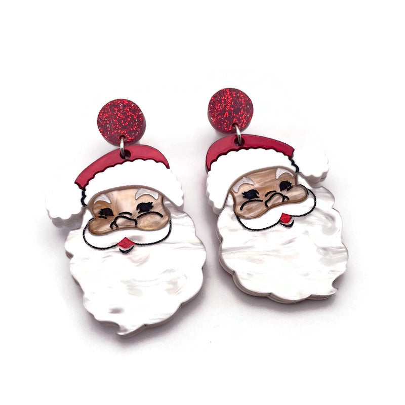 Vintage Style Santa Claus Dangle Earrings