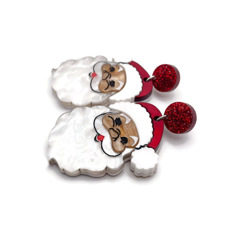 Vintage Style Santa Claus Dangle Earrings