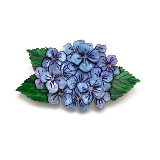 Blue Hydrangea Flower Brooch