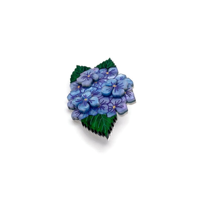 Blue Hydrangea Flower Brooch