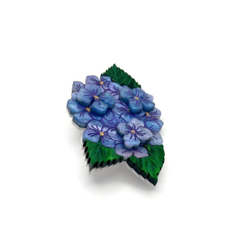 Blue Hydrangea Flower Brooch