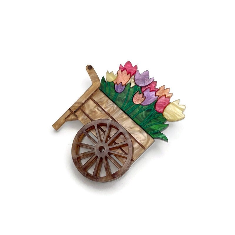 Tulip Flower Cart Brooch