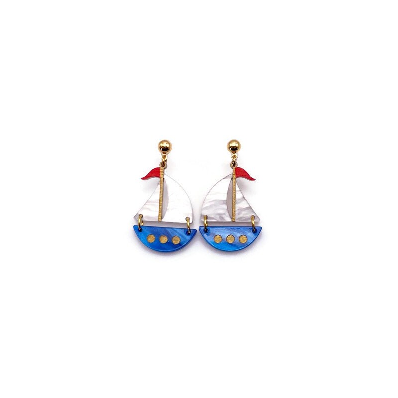 Nautical Sailboat Dangle Earrings