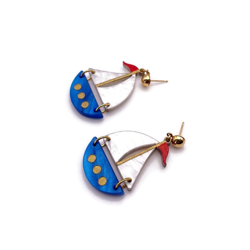 Nautical Sailboat Dangle Earrings