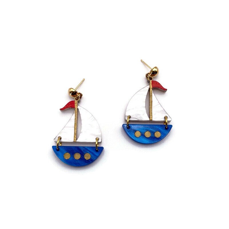 Nautical Sailboat Dangle Earrings