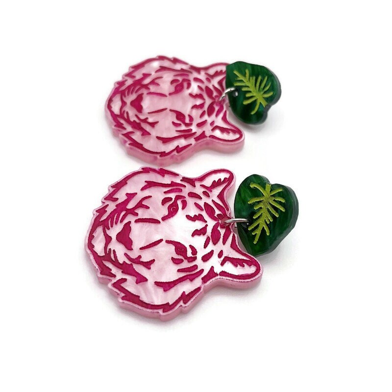 Pink Tiger Dangle Earrings